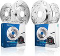 Detroit Axle - Brake Rotors for 2002 2003 2004 Honda CR-V, Drilled and Slotted Disc Brake Rotors Replacement : 11.10' inch Front and Rear Rotor