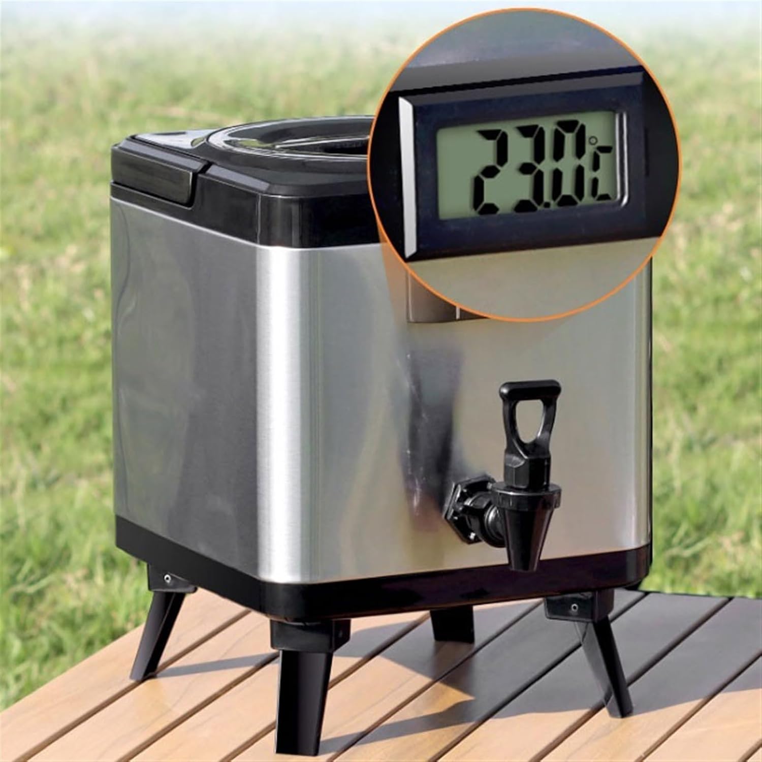 GRFIT Thermal Coffee Carafe 6L/8L/10L Insulated Kettle, Thickened Stainless Steel Outdoor Double Layer Insulated Bottle Hot Water Bucket with Temperature Display Insulated Coffee Carafes (Size : 6L)