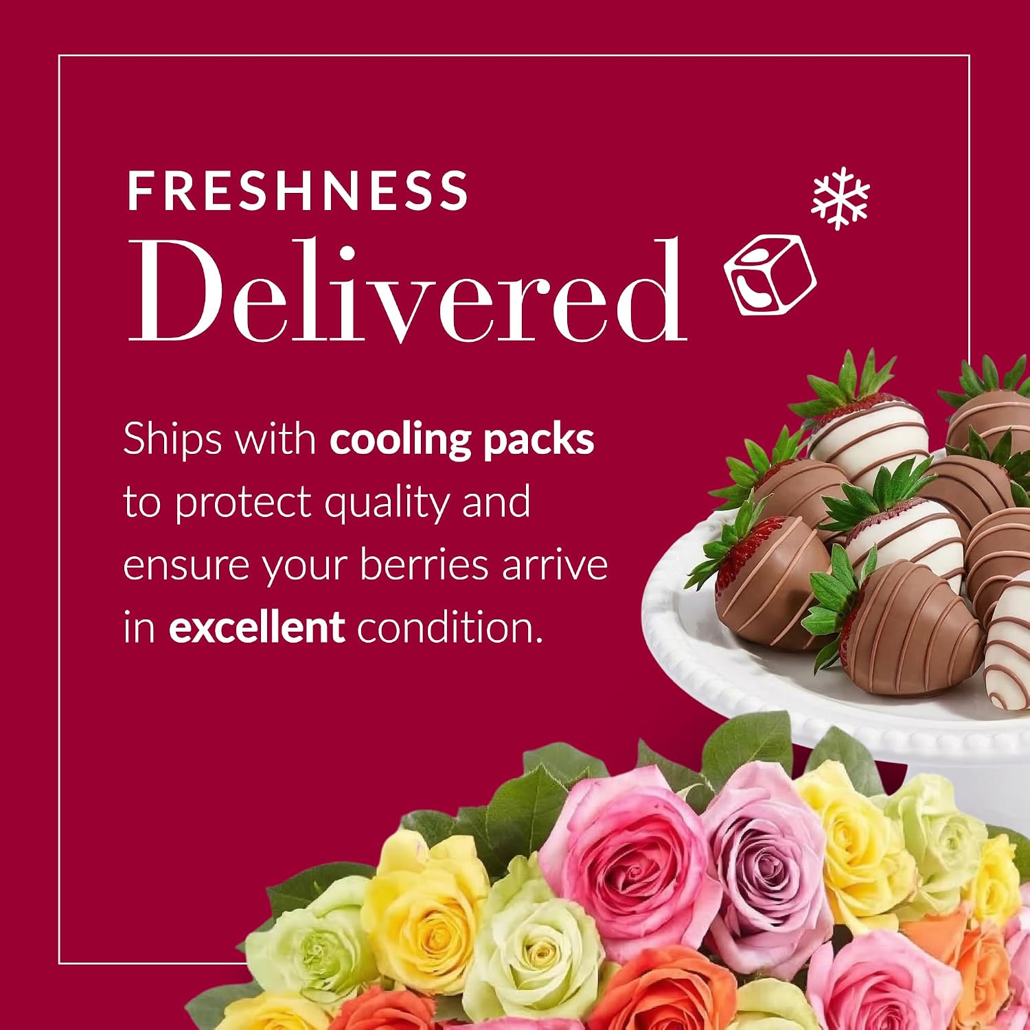 Shari's Berries 24 Assorted Roses with Vase & 12 Gourmet Chocolate Covered Strawberries Gift Set| Flower & Chocolate Gift Delivery for Birthdays, Anniversaries, Weddings, or Saying Thank You