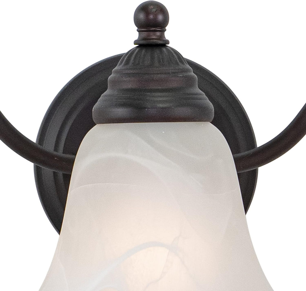 VAXCEL Standford 3-Light 19 inch Wide Oil Burnished Bronze Traditional Bathroom Vanity Lighting Fixture, White Alabaster Glass Shade, Dimmable, LED Compatible, Over The Mirror Mounted Wall Sconce