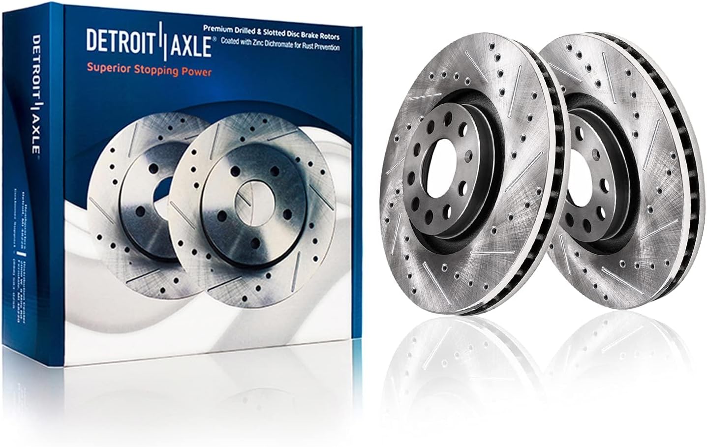 Detroit Axle - Brake Kit for 11-13 Audi A3 [Base] 11.34' inch Front and 11.10' inch Rear Drilled and Slotted Disc Brake Rotors Ceramic Brakes Pads 2011 2012 2013 Replacement