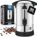 Zulay Kitchen 50 Cups Commercial Grade Coffee Maker Hot Water Urn - Percolator With Double-Wall Stainless Steel, Quick Brew, Stays Hot for Tea & Beverage at Events & Catering - Silver