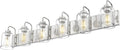 zeyu 6-Light Bathroom Wall Light Fixture, 44 Inch Modern Nickel Vanity Lighting Fixtures for Bedroom, Brushed Nickel Finish with Clear Glass Shade, ZSL72B-6W BN