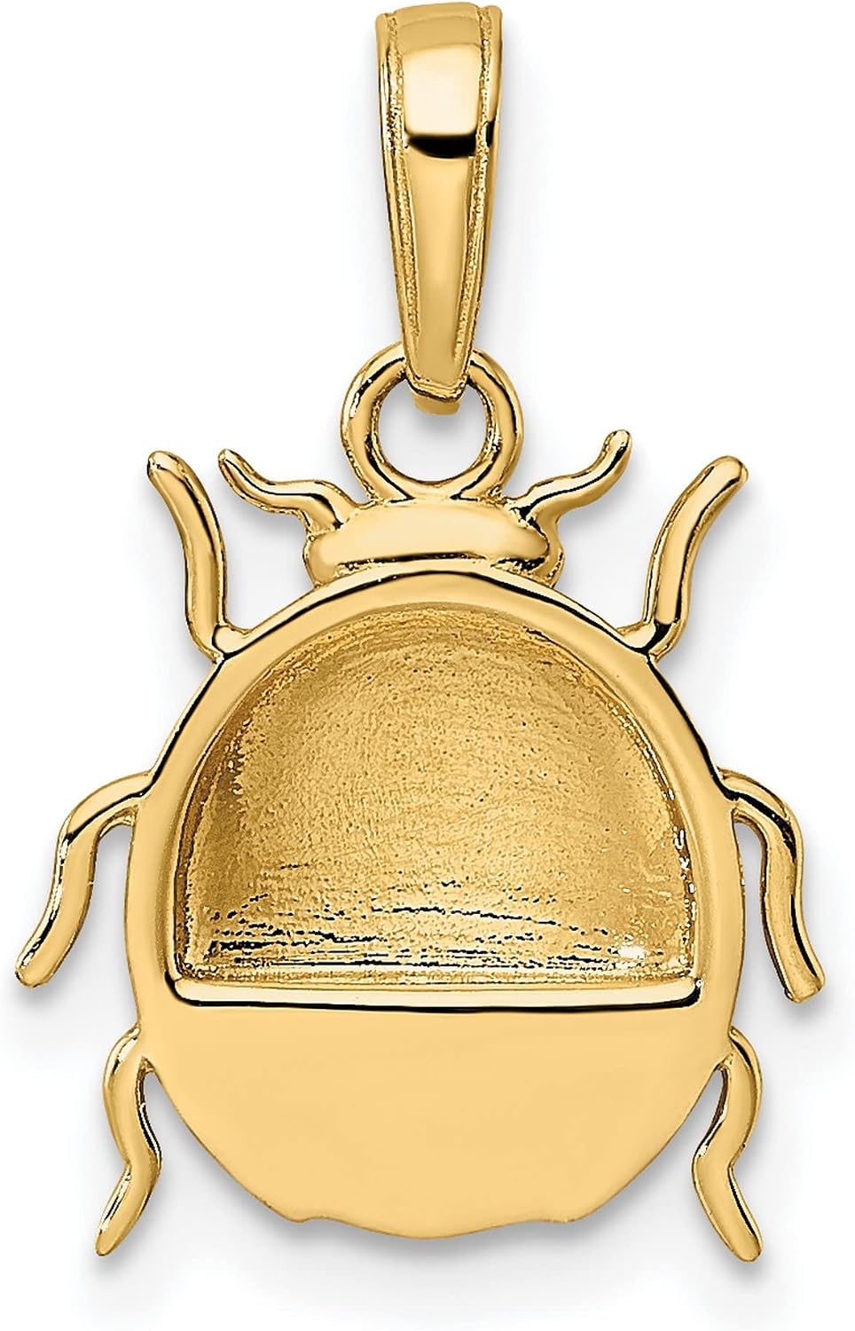 14k Yellow Gold Ladybug Pendant Charm with Rhodium and Rose Tone Accents | 15 x 13 mm charm, 19 mm length with bail, white rhodium and rose tone accents, polished diamond-cut details, solid 14k gold