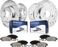 Detroit Axle - 8pc Brake Kit for Hyundai 2013 2014 Santa Fe, Drilled and Slotted Disc Brakes Rotors Replacement Ceramic Brake Pads with Hardware : 12.60' inch Front and 11.89' inch Rear Rotors