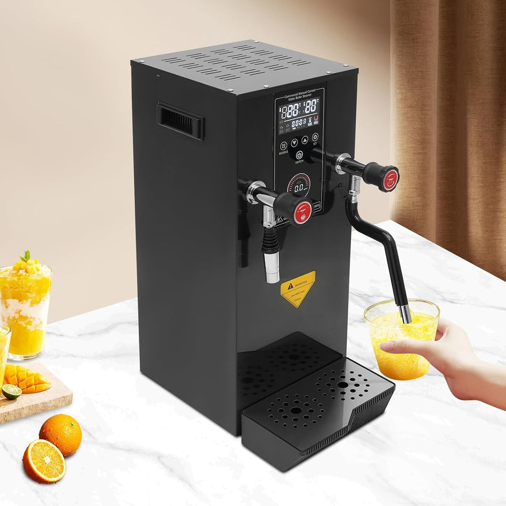 Hot Water Dispenser 3.2Gal Commercial Water Boiler with Cup Temperature Probe & Removable Drip Tray Timing1-12H Countertop Water Filter for Milk Tea Shops, Cold Drink Shops, Bars (Black)