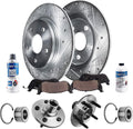 Detroit Axle - Rear Brake Kit for 06-10 Mercury Mountaineer Ford Explorer Sport Trac, Drilled & Slotted Disc Brake Rotors Ceramic Brake Pads Wheel Bearing & Hubs 2006 2007 2008 2009 2010 Replacement