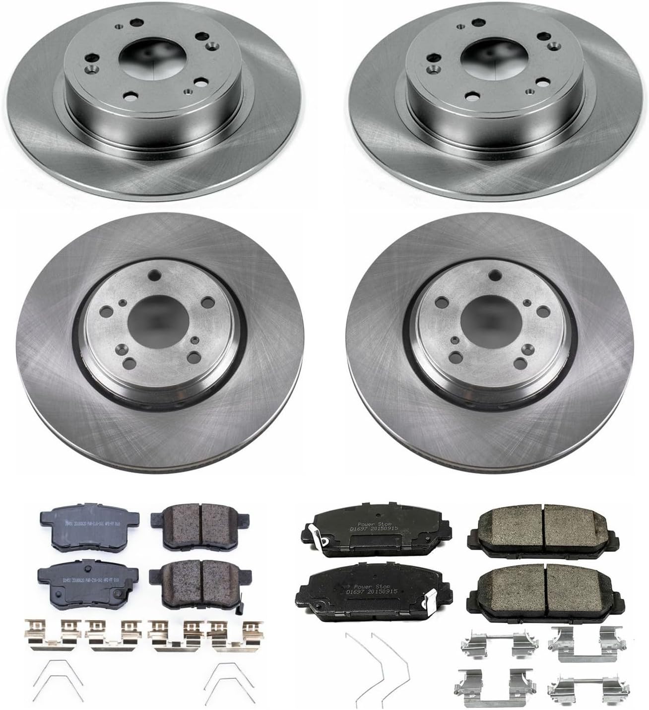 PowerStop Front and Rear Brake Kit for Honda Accord 2016-17 - Z17 Ceramic Brake Pads & Disc Rotors Replacement, KOE7348