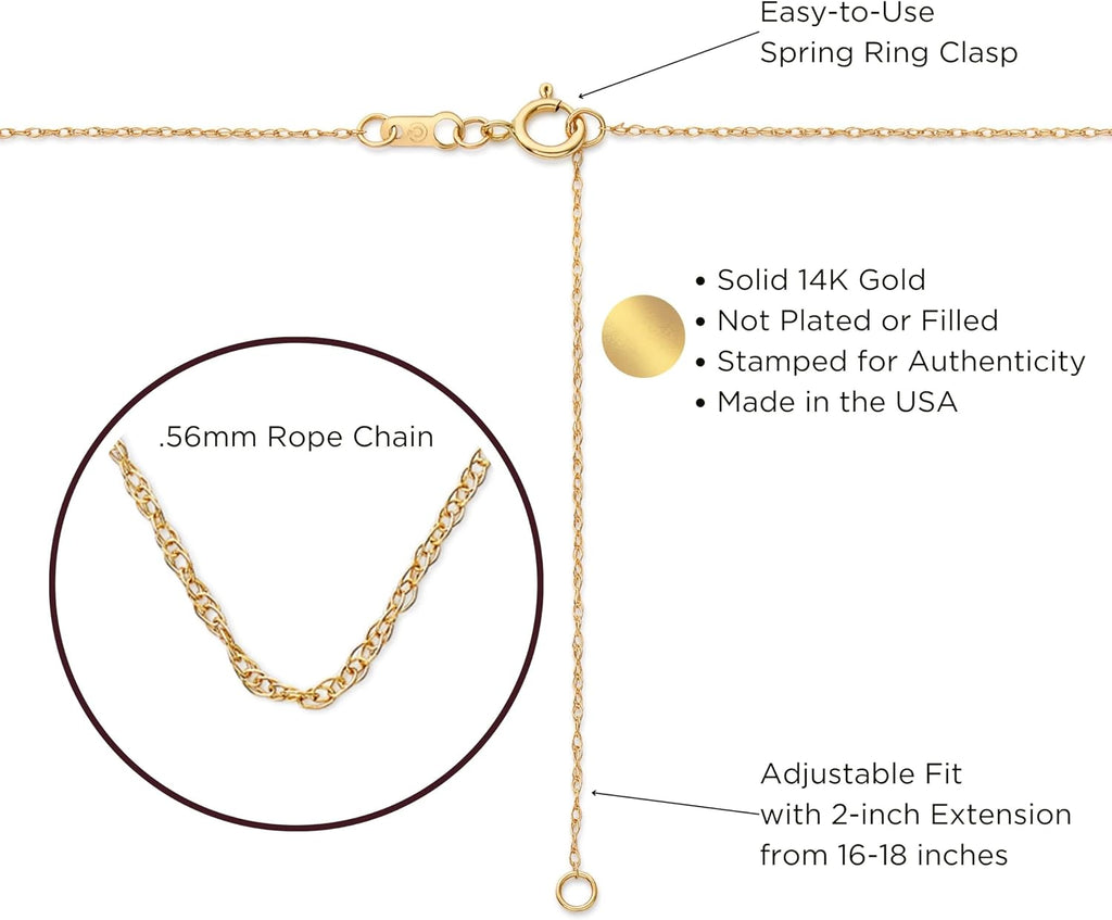 Amanda Rose Collection Dainty Tube Cross Pendant for Women – Choice of 10K or 14K Yellow or White Gold – Real Gold Cross Necklace Charm, Pendant Only or with Adjustable Gold Chain