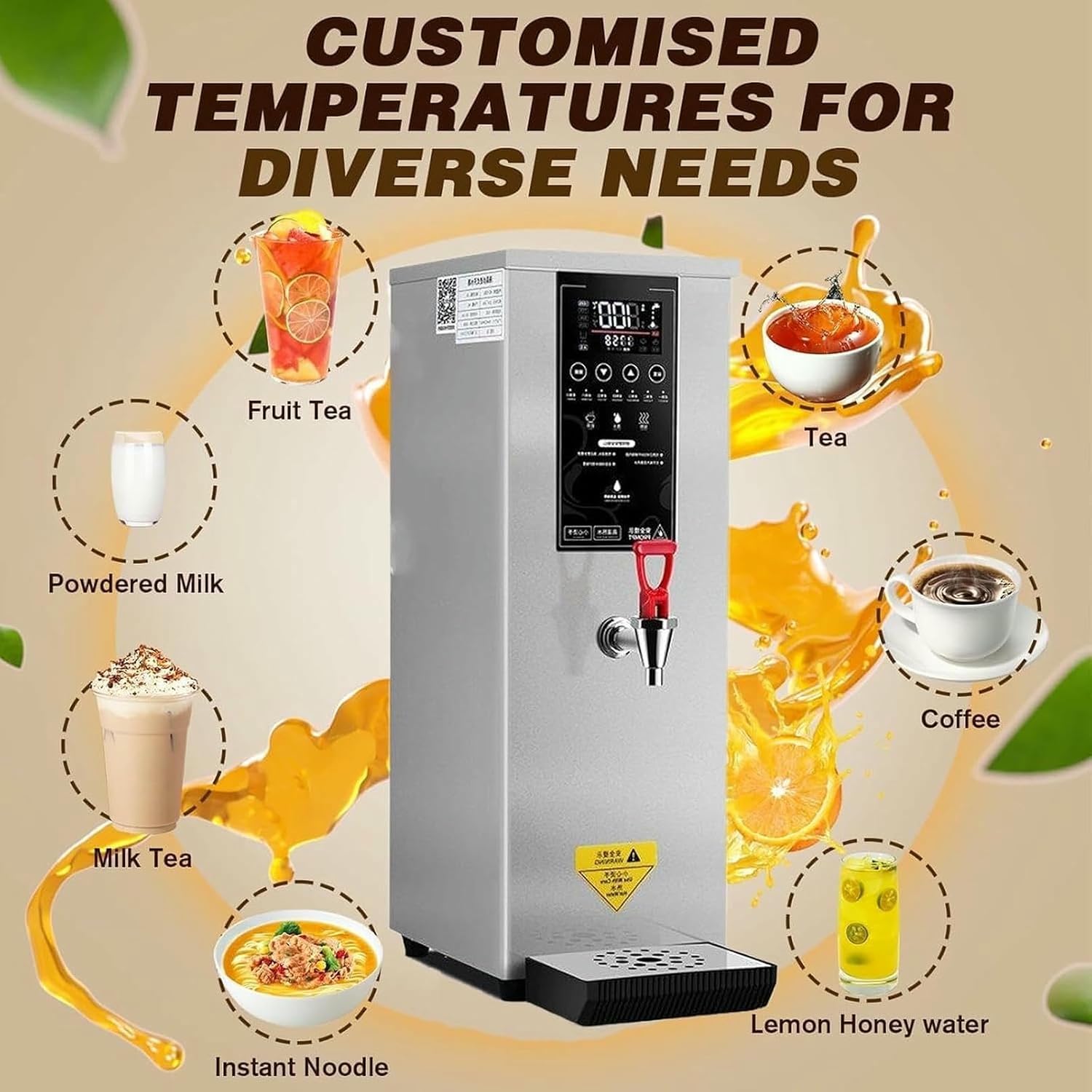 Commercial Hot Water Dispense Boiler,Stainless Steel Drinking Hot Water Boiling Machine,Coffee Making Water Heater for Tea Coffee/Dessert Shop Hotel(Black)