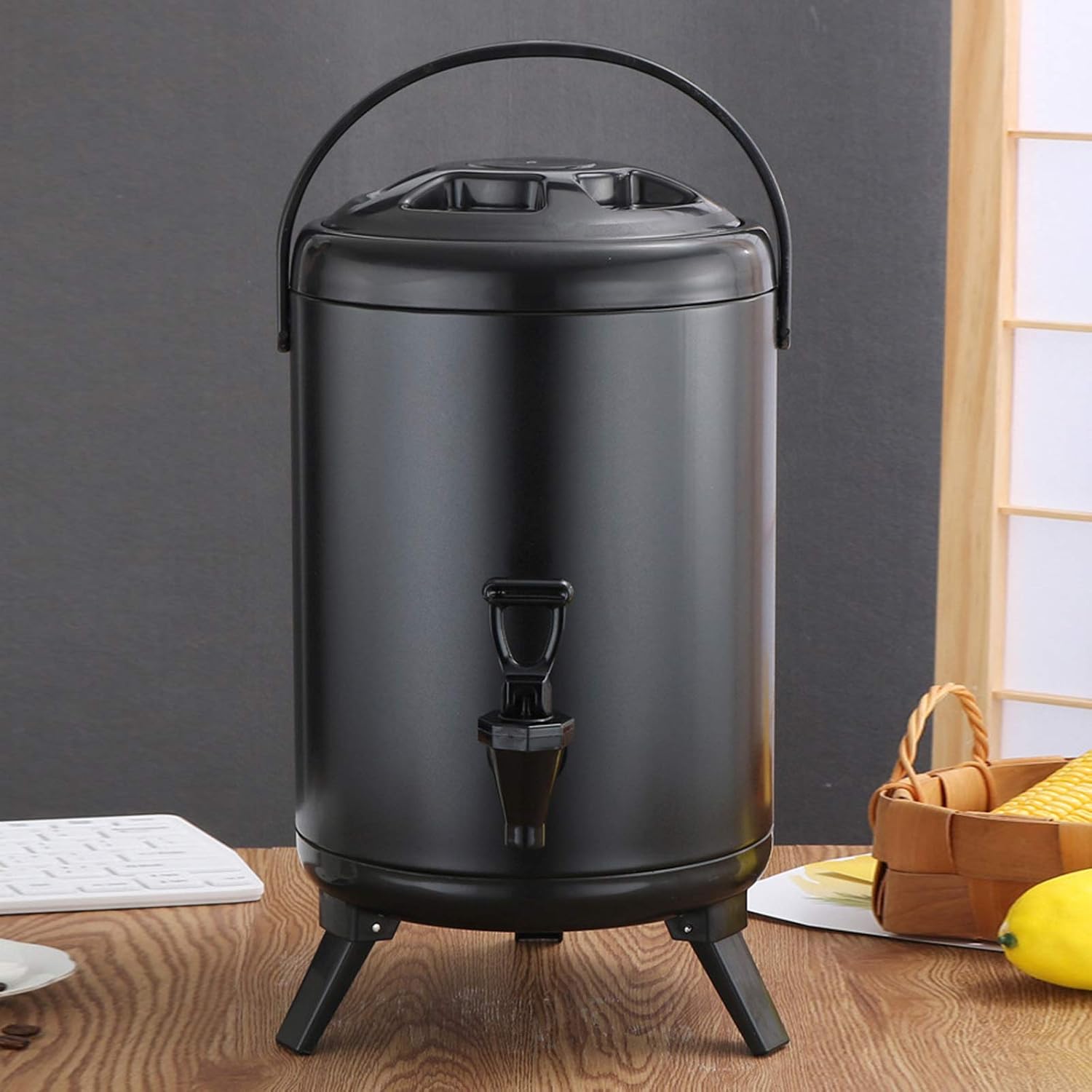 Stainless Steel Insulated Beverage Dispenser 10 Liter/2.64 Gallon with Spigot for tea, coffee, cold milk, water, juice in parties, offices, weddings (10 Liter/2.64 Gallon)