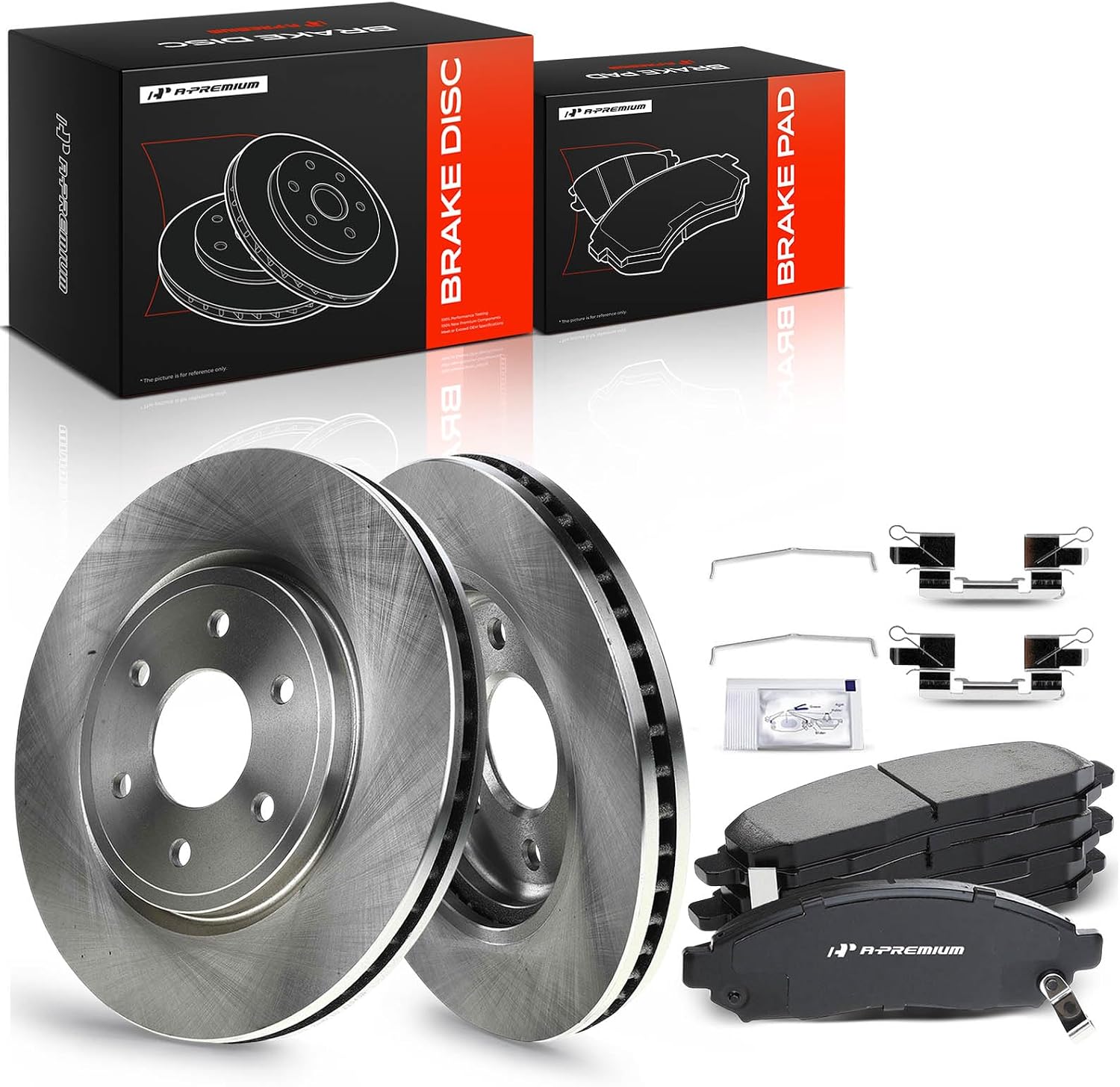 A-Premium 11.65 inch (296mm) Front Vented Disc Brake Rotors + Ceramic Pads Kit Compatible with Select Nissan and Suzuki Models - Frontier 2005-2019, Pathfinder 2005-2012, Xterra 05-15, Equator 09-12