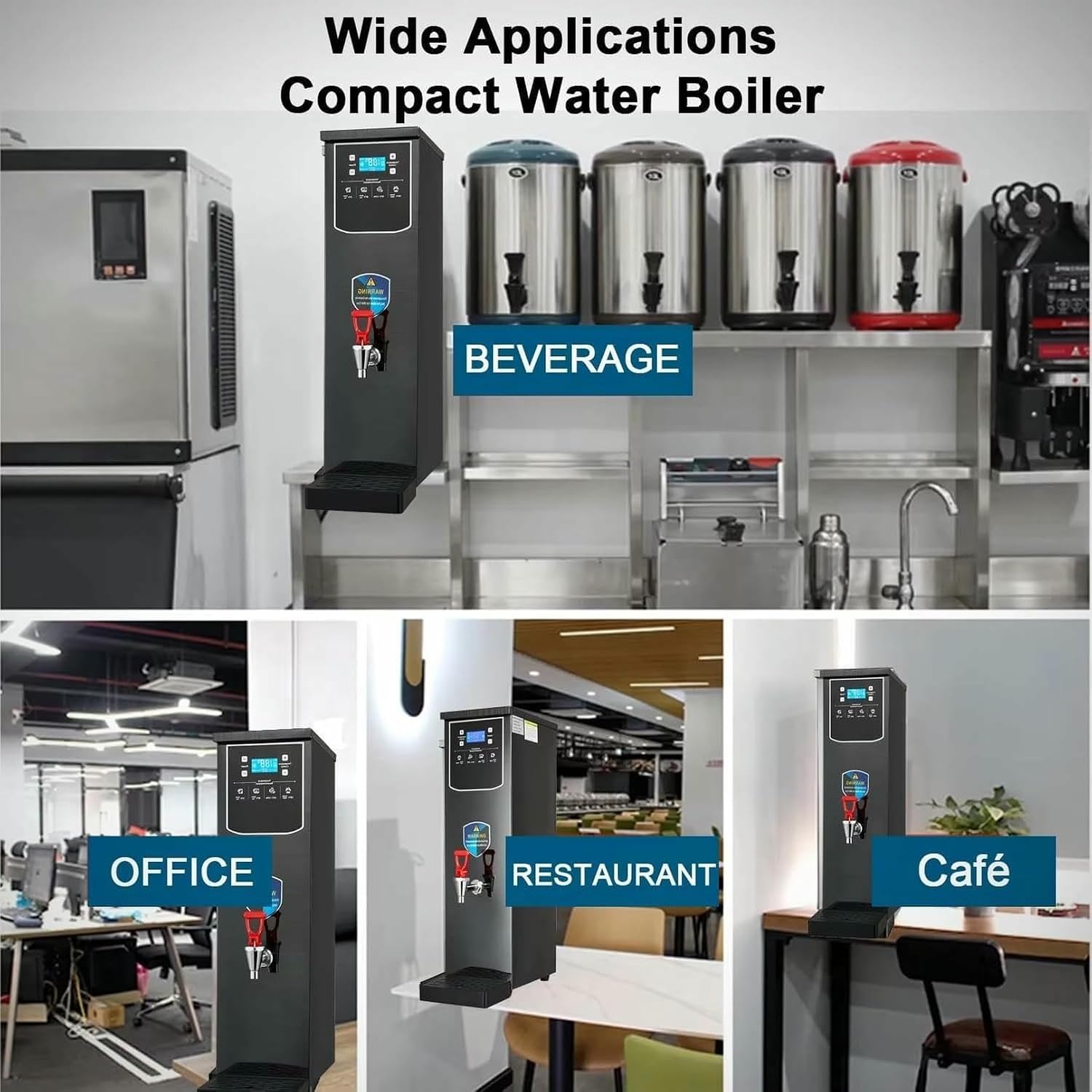 Commercial Hot Water Boiler,2.5KW Stainless Steel Instant Hot Water Boiling Machine with Digital Control Panel,Coffee Making Water Heater for Offices,Restauran(Silver 20L)