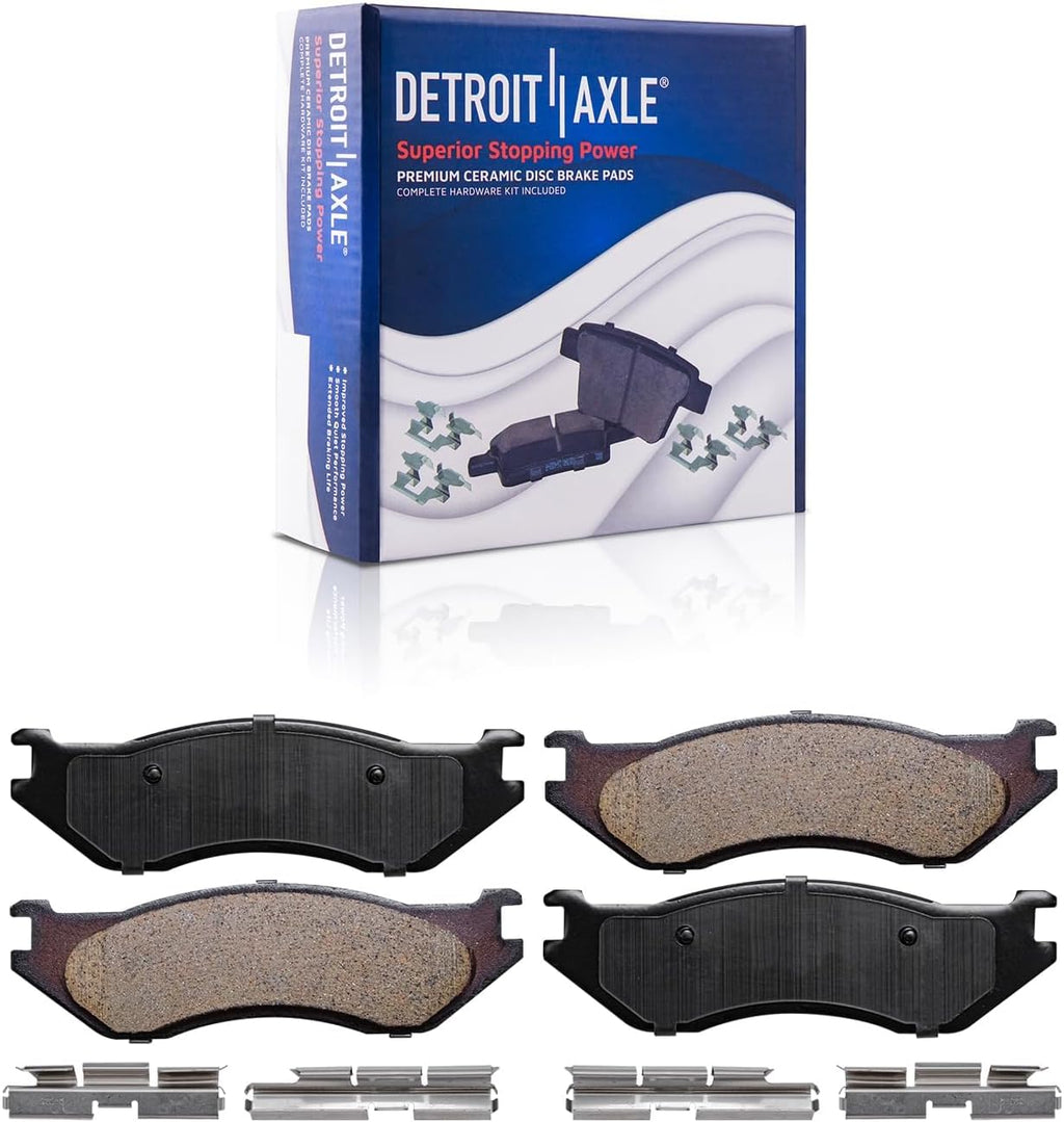 Detroit Axle - Brake Kit for 2002-2005 Dodge Ram 1500, 2004-2006 Durango, Front & Rear Disc Brake Rotors Ceramic Brakes Pads Replacement : 13.23' inch Front Rotor