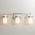 Possini Euro Design Kazran Modern Wall Light Brushed Nickel Slender Hardwire 21 1/4' 3-Light Fixture Frosted White Glass Shade for Bedroom Bathroom Bedside Vanity Living Room Mirror Hallway Dining