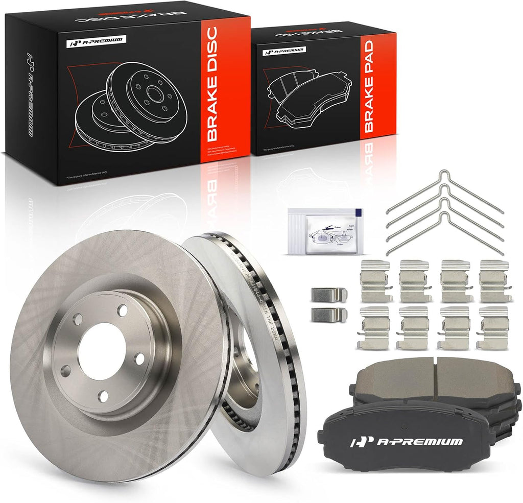 A-Premium 12.6 inch (320mm) Front Vented Disc Brake Rotors + Ceramic Pads Kit Compatible with Select Ford and Lincoln Models - Edge 2007-2014, MKX 2007-2015, 6-PC Set