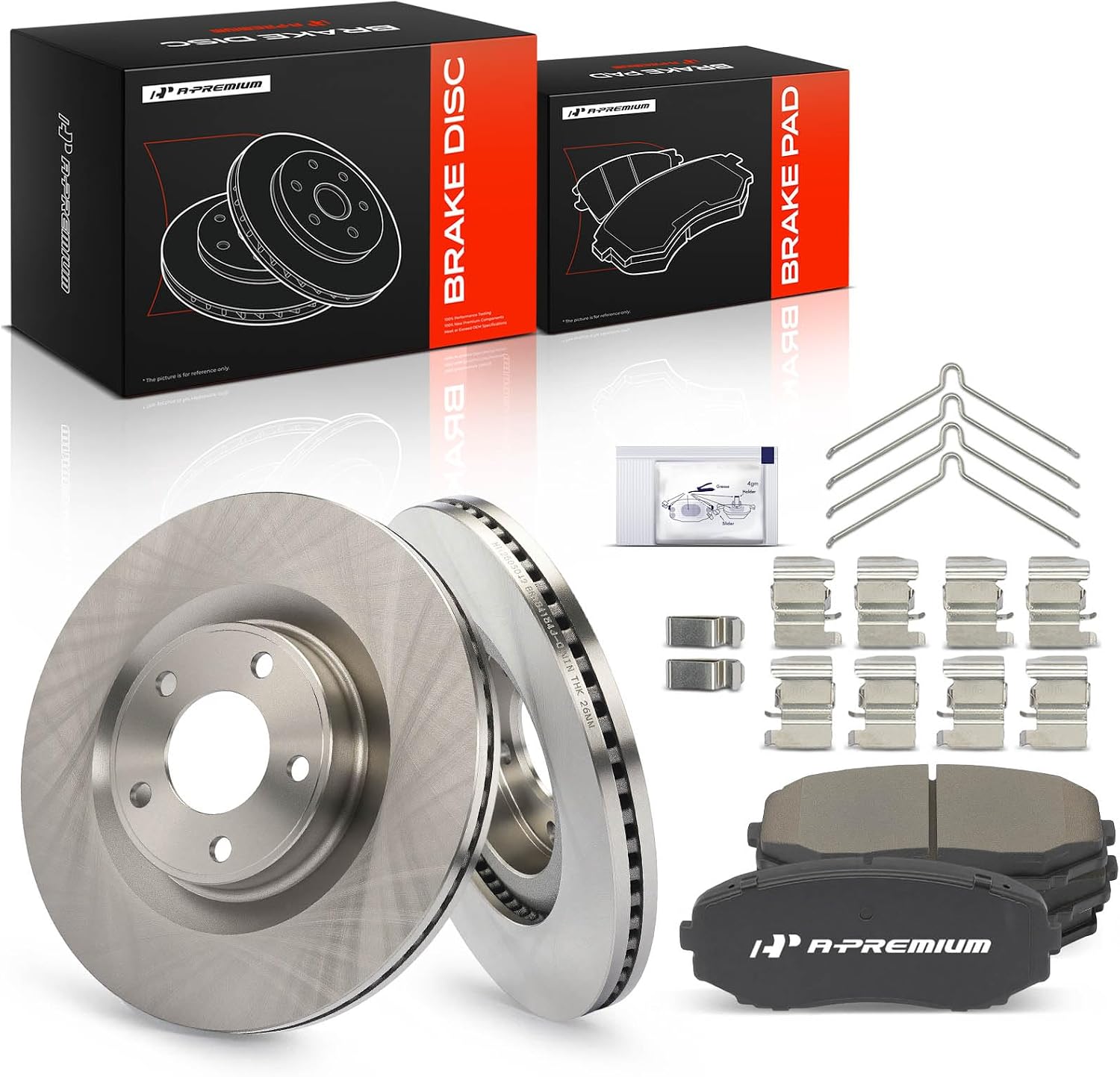 A-Premium 12.6 inch (320mm) Front Vented Disc Brake Rotors + Ceramic Pads Kit Compatible with Select Ford and Lincoln Models - Edge 2007-2014, MKX 2007-2015, 6-PC Set