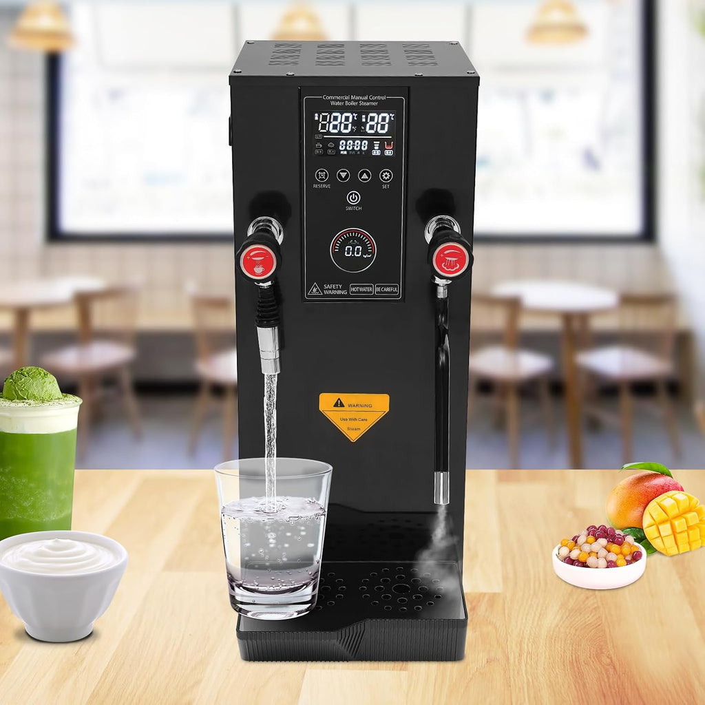 Hot Water Dispenser, 12L/3.2 Gallon Commercial Water Boiler Machine, 3000W Electric Automatic Countertop Hot Water Machine, Fast Heating, for Boba Tea Coffee Office Restaurant (black)