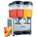 Commercial Beverage Dispenser, 36L Dual-Tank 300W Refrigerated Cooler | Maintains 45-54°F with independent cooling and mixing controls, stainless steel body, and removable tanks.
