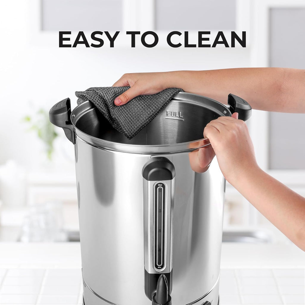 Zulay Kitchen 50 Cups Commercial Grade Coffee Maker Hot Water Urn - Percolator With Double-Wall Stainless Steel, Quick Brew, Stays Hot for Tea & Beverage at Events & Catering - Silver