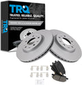 TRQ Front Ceramic Brake Pad and Rotor Set Coated Compatible with 18-20 Chevrolet Equinox L4 1.5L with 300mm Diameter Front Rotors 16-19 Chevrolet Malibu