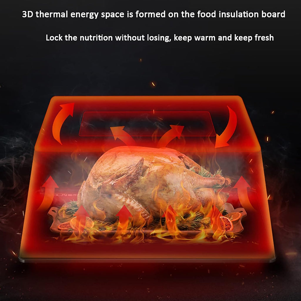 Plate Warmer Electric Hot Plate Warming Tray Rectangle Electric Food Warmer Tempered Glass Surface with 16 Functions Keeps Food Hot AdjusTemperature Control