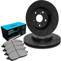 R1 Concepts Front Brake Kit Fits 2011-2016 Chevrolet Cruze; 2012-2017 Chevrolet Sonic| Ceramic Brake Pads and Drilled Slotted Brake Rotors| 10.9' Front