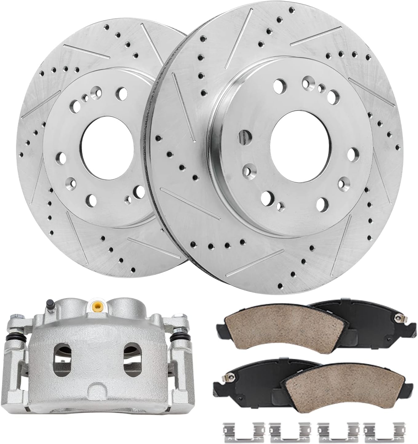 Detroit Axle - Front Brake Kit for Chevy GMC Tahoe Avalanche Silverado Suburban Express Sierra Yukon XL Savana 1500, Cadillac XTS Escalade ESV EXT, Drilled Brake Rotors Brake Pads Brake Caliper