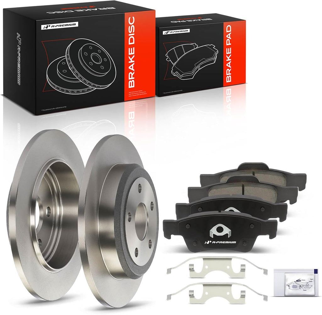 A-Premium 12.99 inch (330mm) Rear Solid Disc Brake Rotors + Ceramic Pads Kit Compatible with Select Dodge and Jeep Models - Durango/Grand Cherokee 2011-2020, 6-PC Set