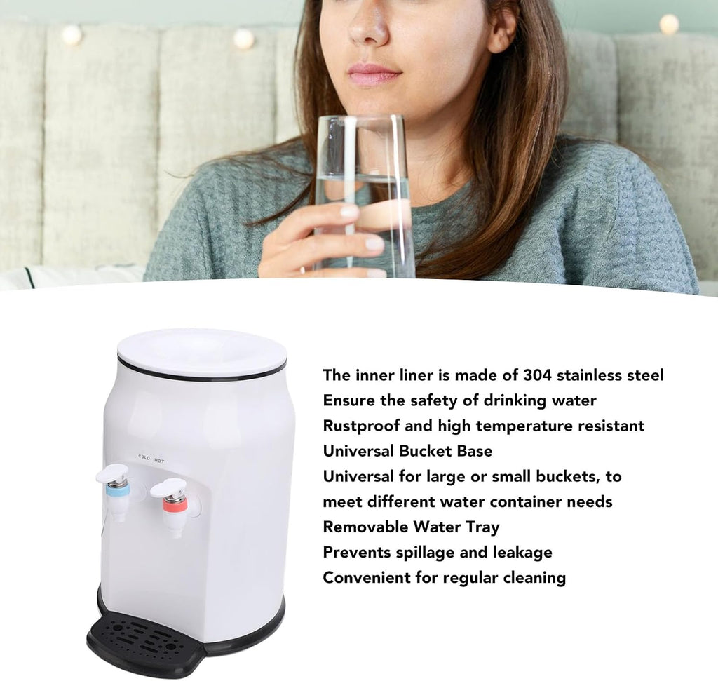 Hot Cold Water Dispenser, Dual Use Stainless Steel Countertop Cooler Dispenser for Home Dorm Office with Removable Water Tray