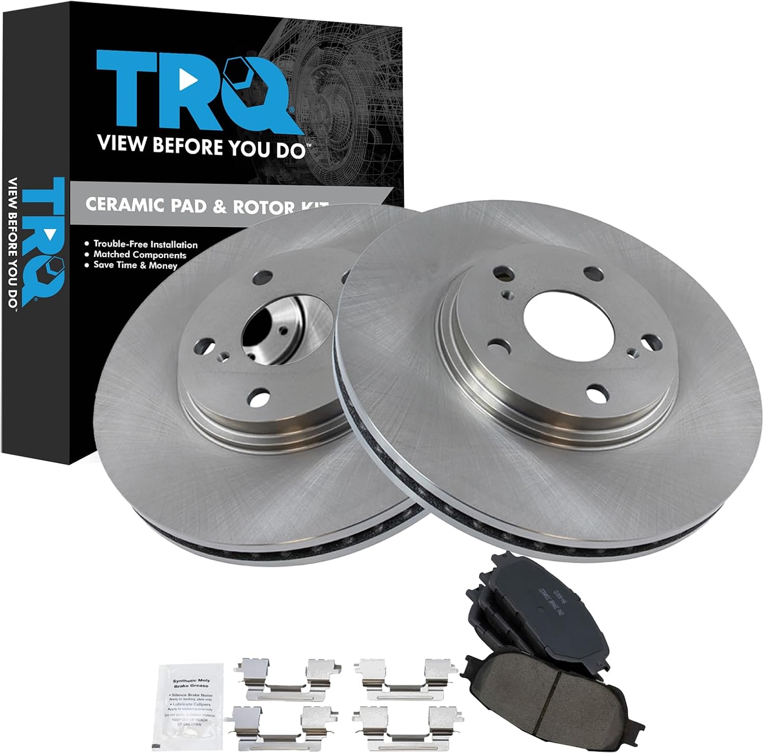TRQ Front Brake Pad & Rotor Kit Ceramic Compatible with 2004-2006 Lexus ES330