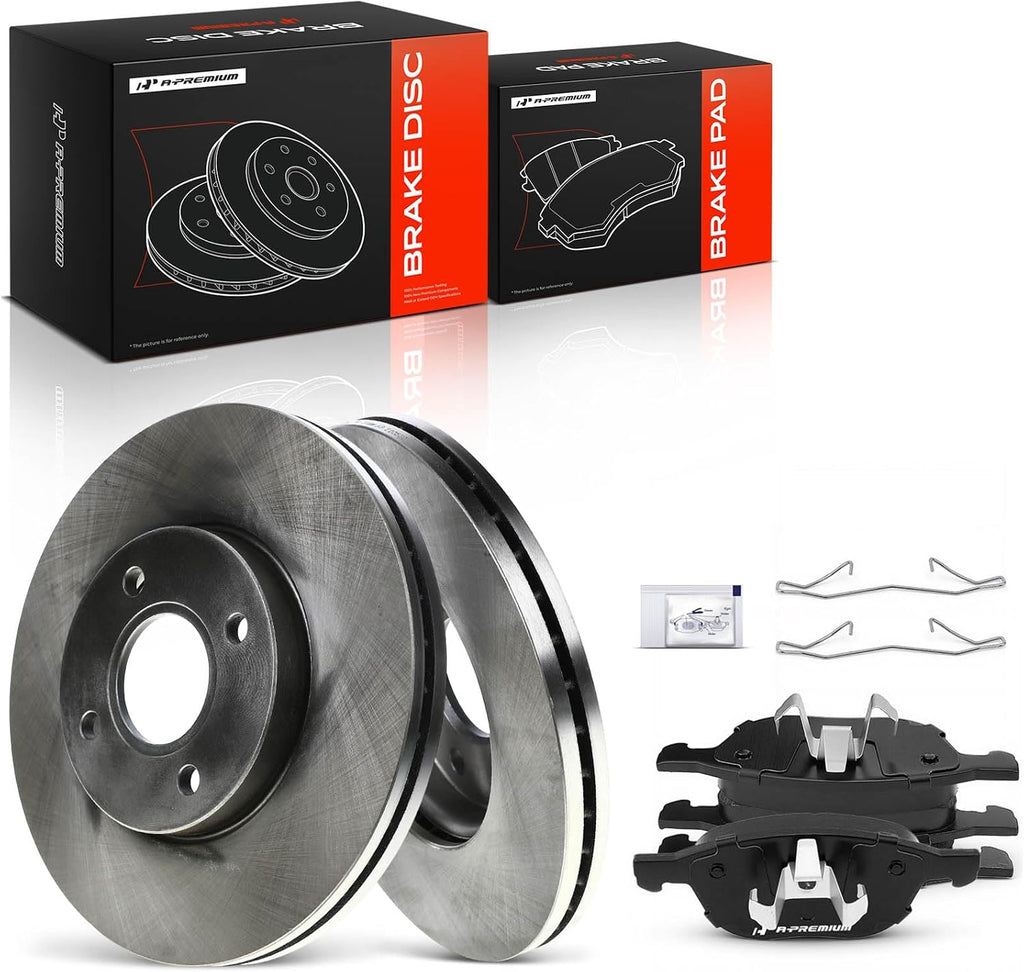 A-Premium 10.83 inch(275mm) Front Vented Disc Brake Rotors + Ceramic Pads Kit Compatible with Select Ford Models - Focus 2005-2007, 2.0L 2.3L, Not SVT Models, 6-PC Set