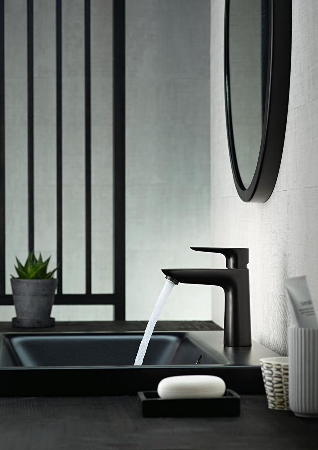 hansgrohe Talis E Modern Easy Install Easy Clean 1-Handle 1-Hole 6-inch Tall Bathroom Sink Faucet in Matte Black, 71710671