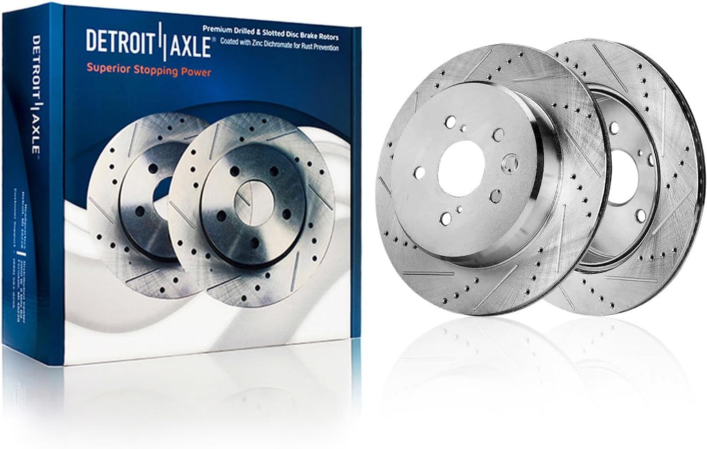 Detroit Axle - Disc Brake Rotors for Lexus GS350 GS450h IS300 IS350 IS200t GS200t RC200t RC300 RC350, 13.15' inch Front and 12.20' inch Rear Drilled and Slotted Replacement