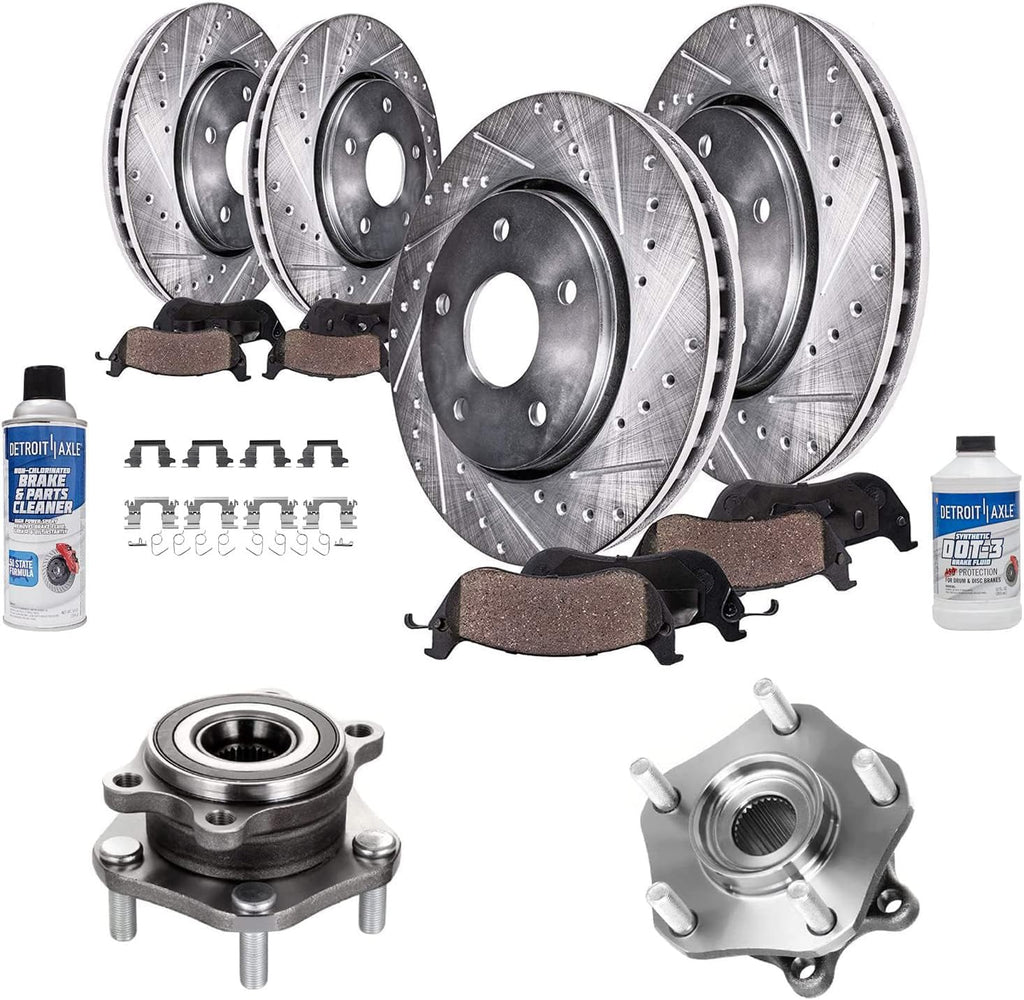 Detroit Axle - Wheel Bearing Hubs Brake Kit for 2014-2020 Nissan Rogue 2017-2022 Rogue Sport, Brake Rotors Brake Pads Wheel Bearing Hubs Front Rear Replacement: 11.65 inch Front and 11.50 inch Rear