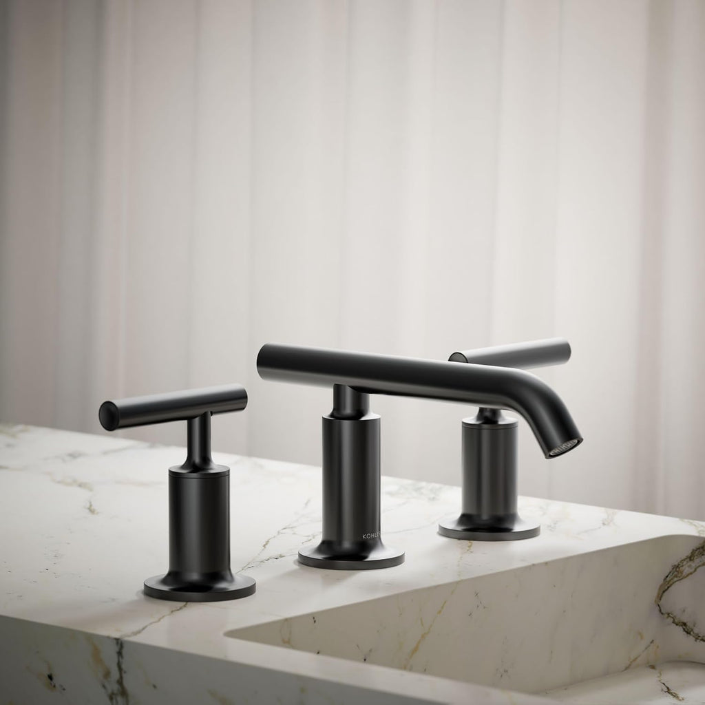 Kohler 14410-4-BL Purist® Widespread Bathroom Sink Faucet with Lever Handles, 1.2 gpm, Matte Black