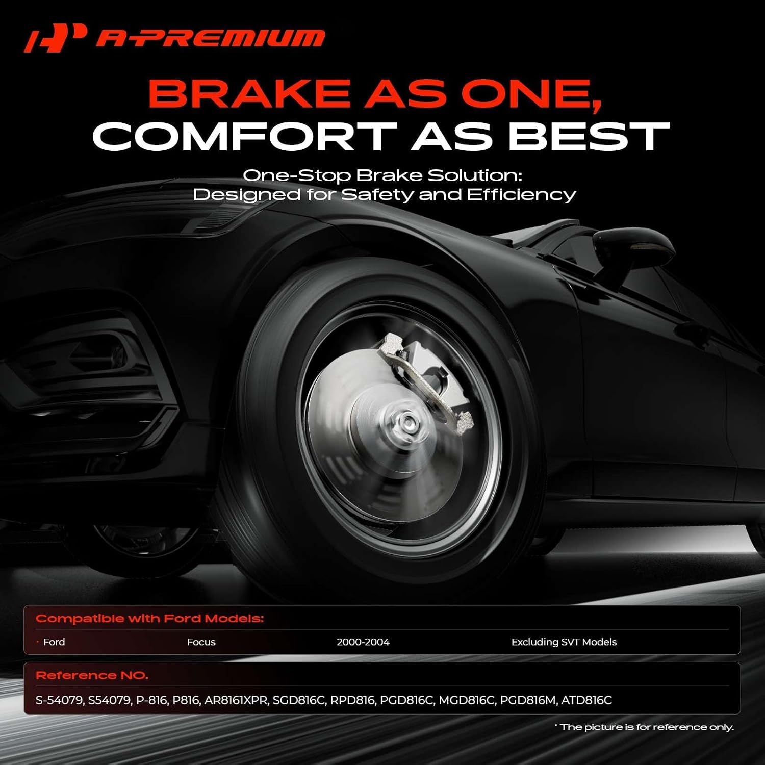 A-Premium 10.16 in (258mm) Front Drilled and Slotted Disc Brake Rotors + Ceramic Pads Kit Compatible with Select Ford Models - Focus 2000 2001 2002 2003 2004, 6-PC Set