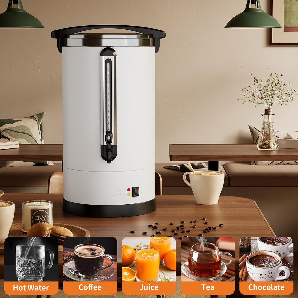 TrailBlaze 12L Double Wall Stainless Steel Commercial Coffee Urn - Electric Percolator Coffee Maker & Hot Water Dispenser, Large Capacity, Fast Brewing, Easy Clean for Buffet, Catering, Weddings