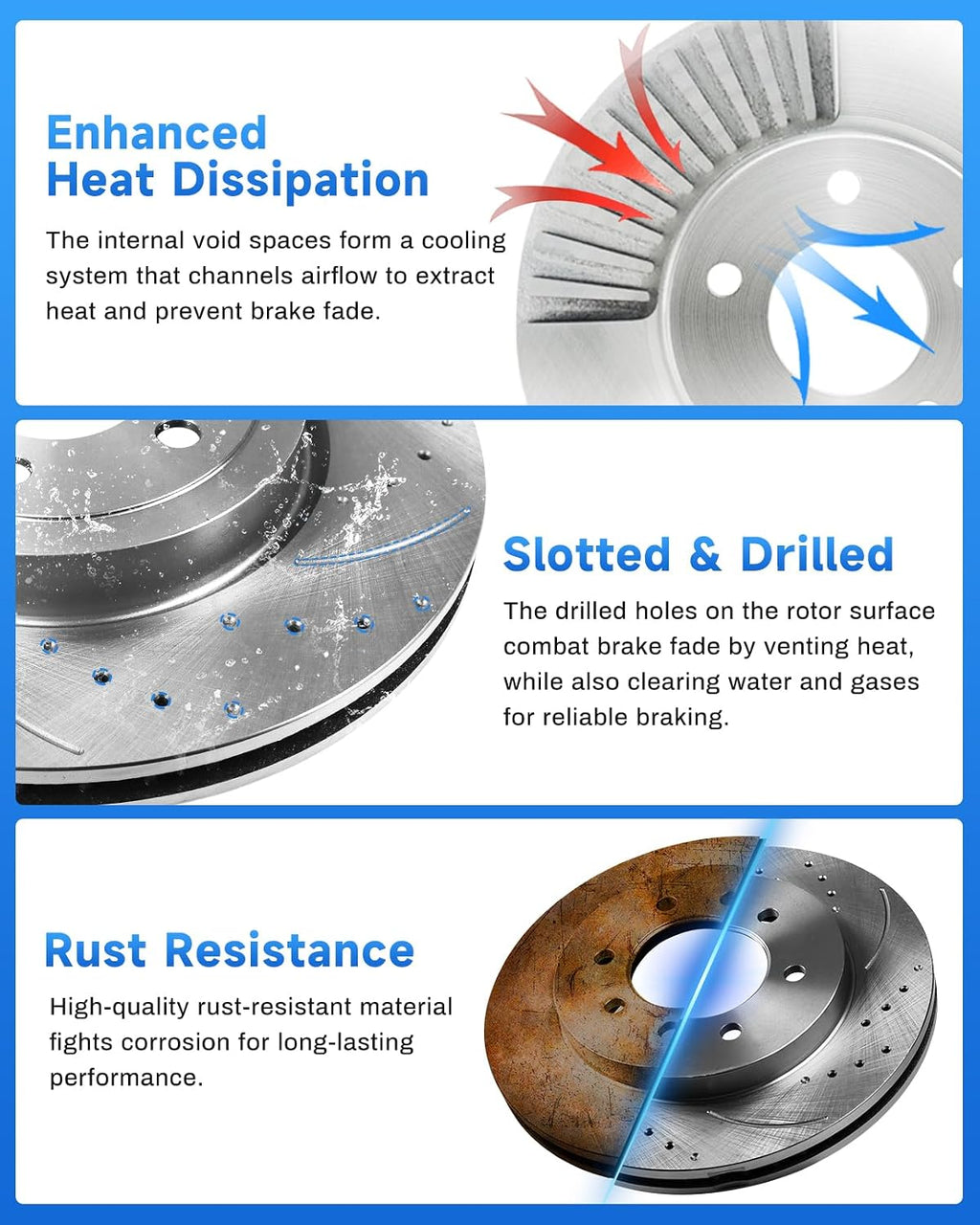 Anpulsero Front Automotive Replacement Brake Kit, Drilled Slotted Brake Rotors Brake Pads Compatible with 2011-2015 Hyundai Sonata, 2011-2016 Kia Optima|Brake Pads and Rotors Kit |300mm(11.8in)