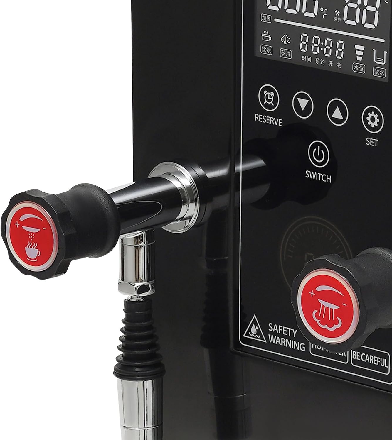 Commercial Hot Water Dispenser Countertop, 12L(3.2Gal) Full-Automatic Steam Boiling Water Frothing Machine w/LCD Display Timing for Espresso Coffee Tea Shop Heat Drink Milk Bubble Boil Water (Black)