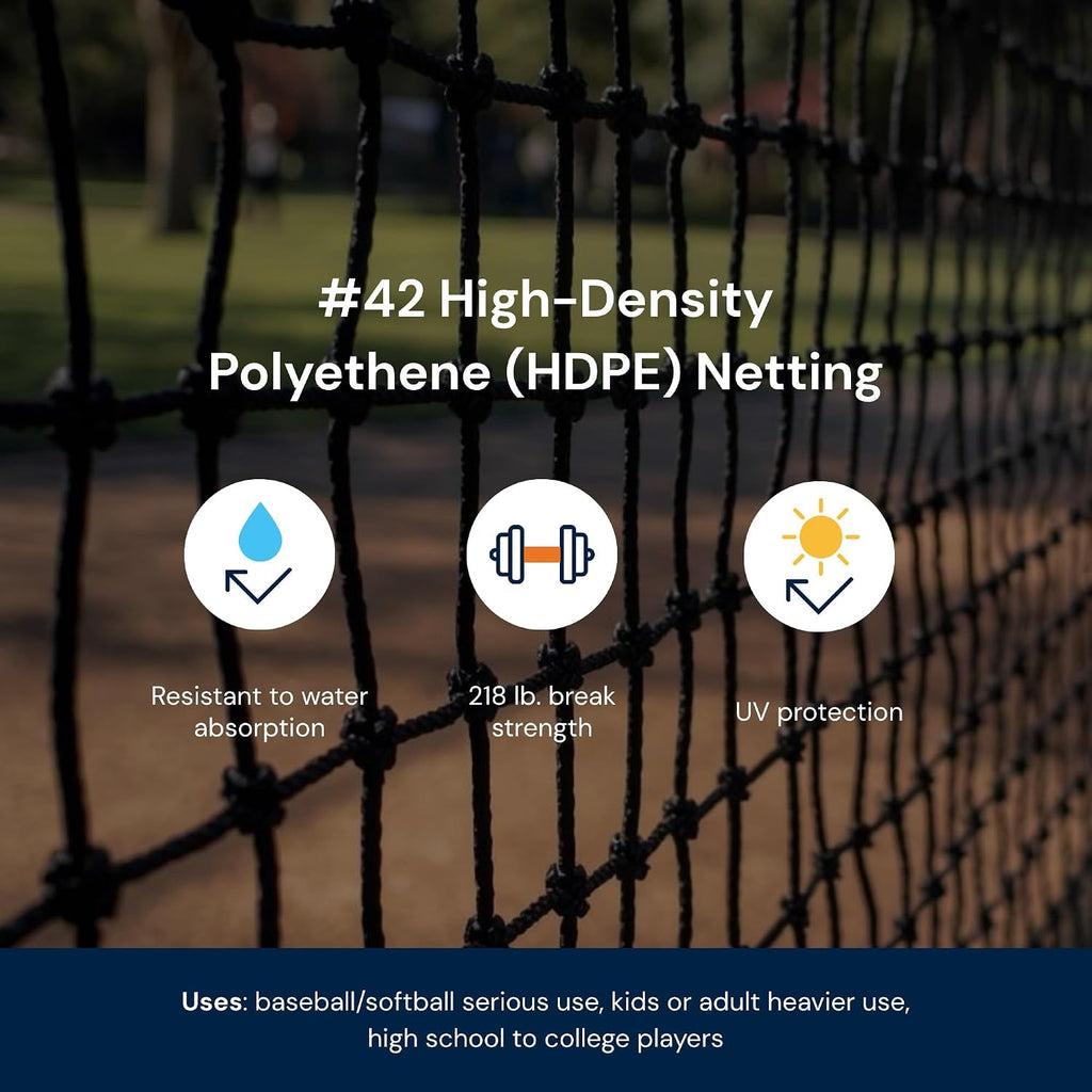 LFS Batting Cage Net – Baseball & Softball Netting for Indoor & Outdoor Training | UV Treated, Weather Resistant, Durable | Net Only – No Frame Included