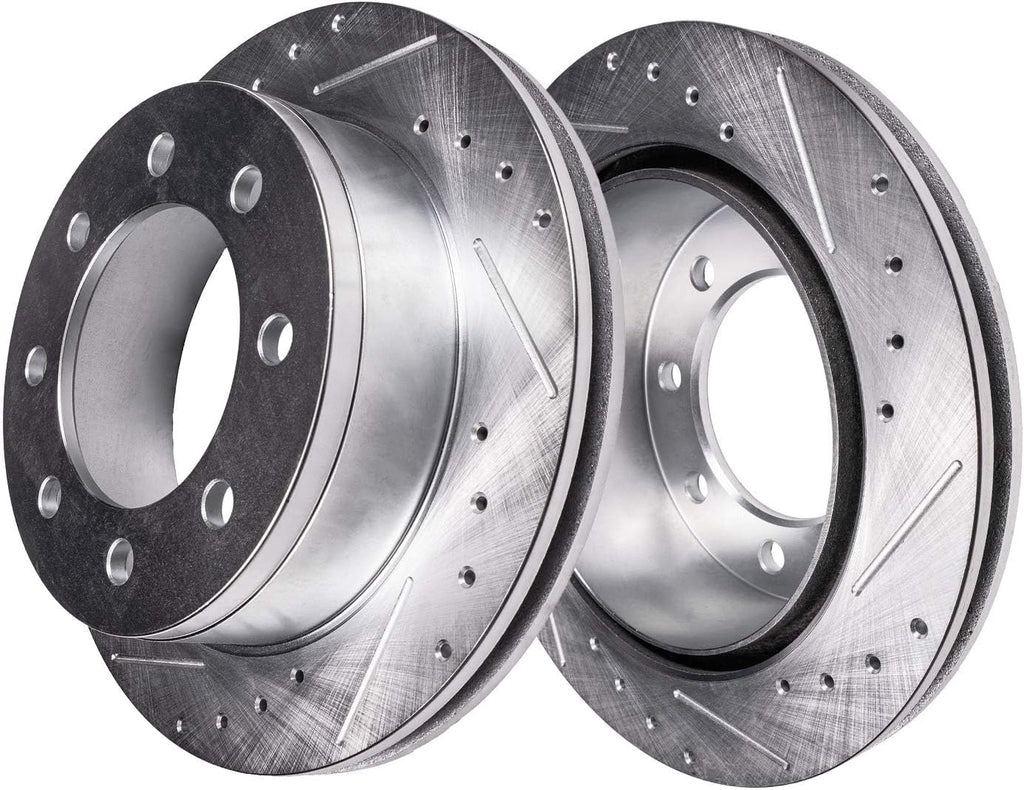 Detroit Axle - Wheel Bearing Hubs Brake Kit for 1999-2004 Ford F-250 F-350 Super Duty 2000-2002 Excursion Front Rear Brake Rotors Brakes Pads Front Wheel Bearing Hubs Replacement : 13.03' inch Rotor