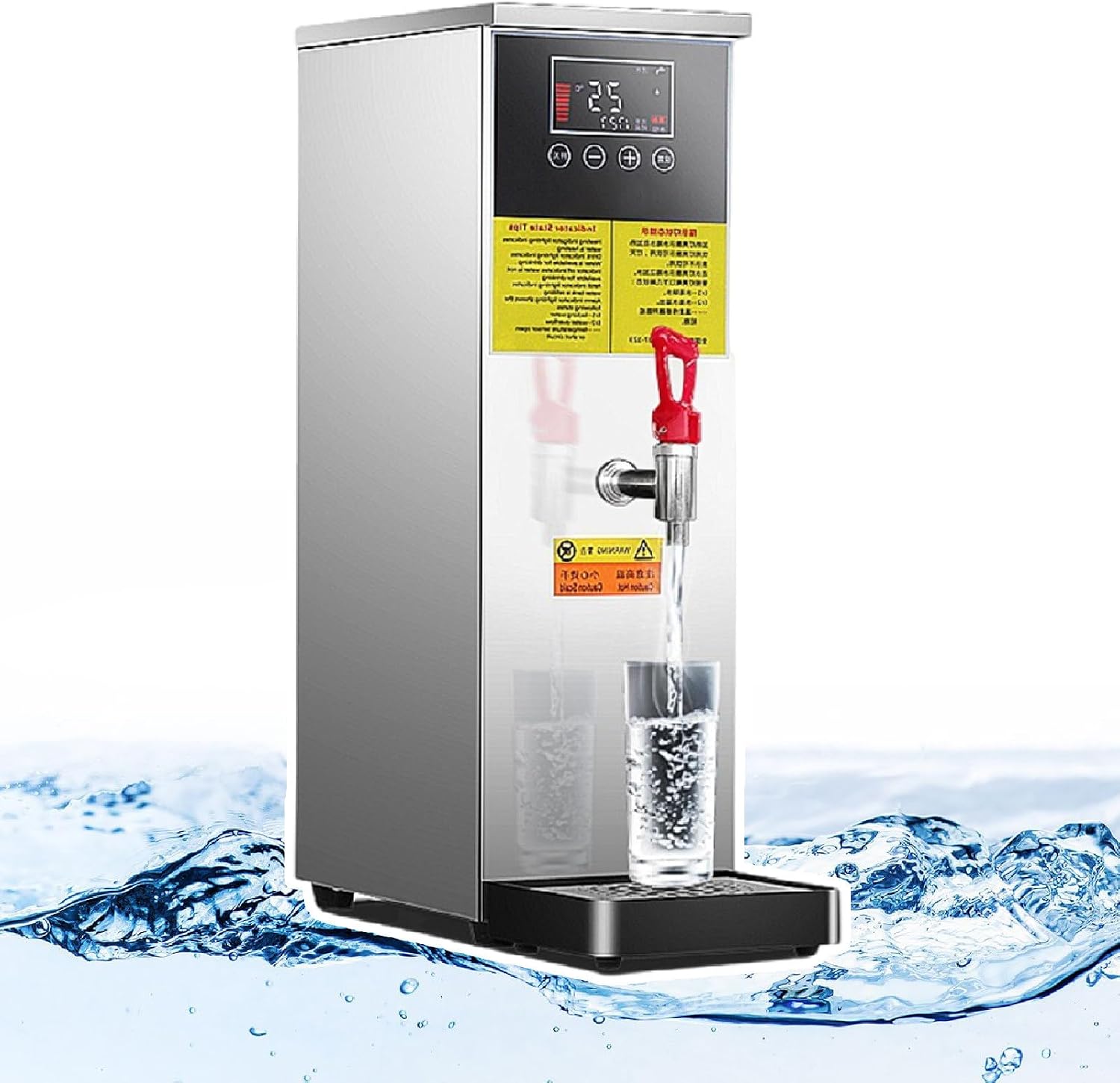 Water Boiler, Stepping Type Boiling Water Machine, Hot Water Dispensers, with Digital Temperature Display and Timer, for Coffee, Tea (Silver 25l)