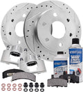Detroit Axle - Front Brake Kit for K1500 K2500 Pickup GMC Chevrolet Tahoe, Drilled & Slotted Brake Rotors Ceramic Brake Pads Brake Calipers Replacement