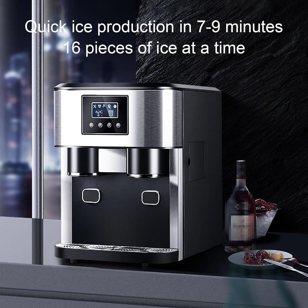 3-in-1 Portable Water Cooler Dispenser Built-in Ice Maker Countertop Crushed Ice Water Dispenser Multi-function for Home Office 34 * 45.5 * 45.5cm(Black)