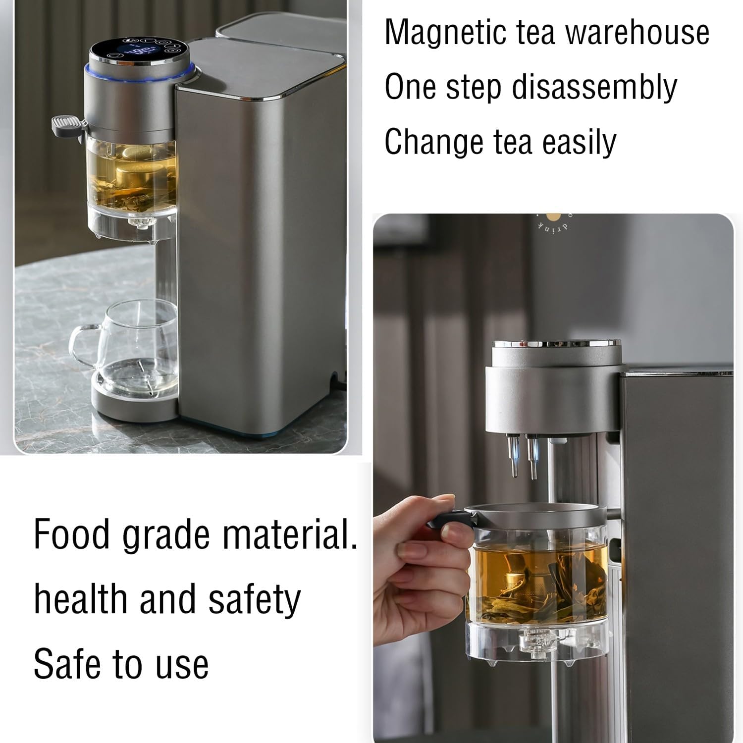 instant hot water dispenser Fully automatic household tea/coffee all-in-one smart hot water kettle capacity 2L(Color:a,Size:110V)