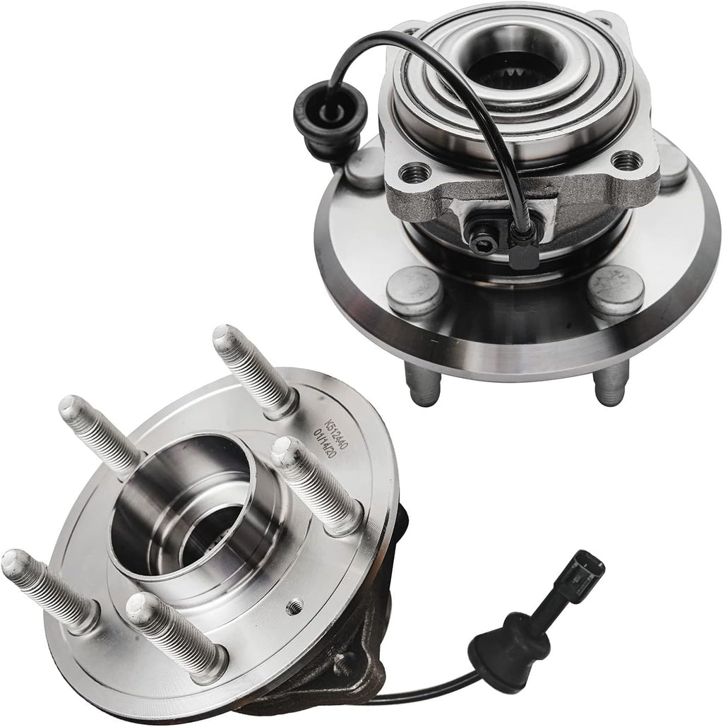 Detroit Axle - Brake Kit for 10-17 Chevy Equinox GMC Terrain, Front and Rear Drilled & Slotted Brake Rotors Ceramic Brake Pads Wheel Bearing Hubs 2010 2011 2012 2013 2014 2015 2016 2017 Replacement