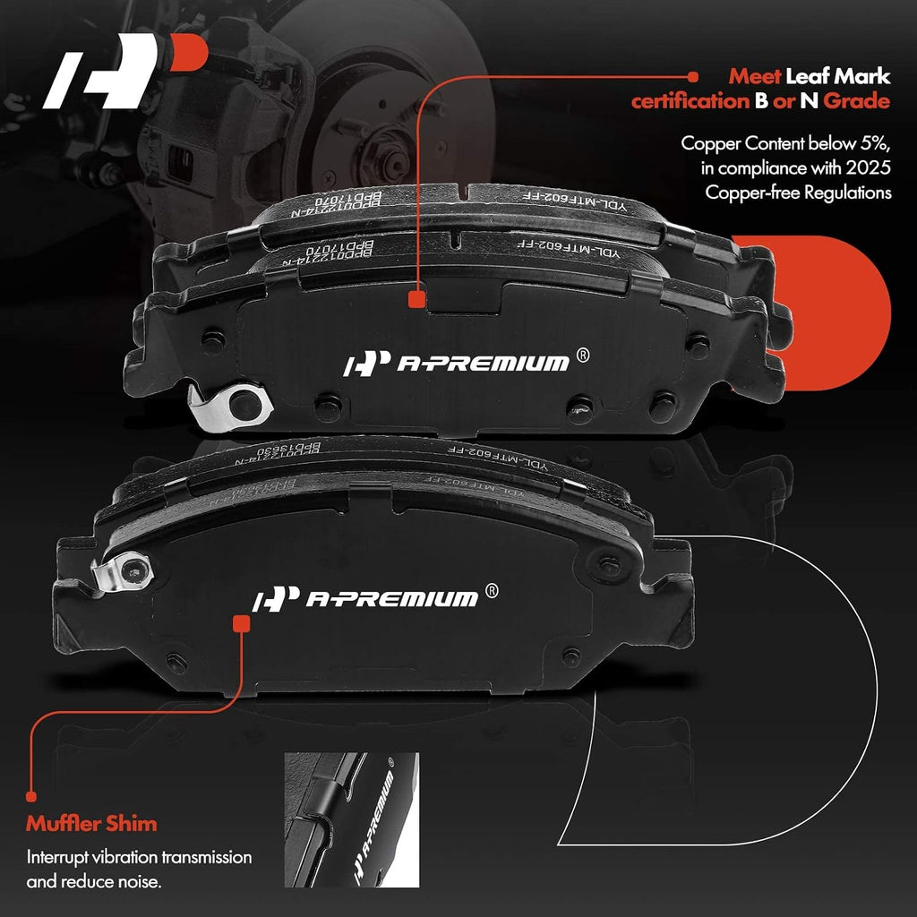 A-Premium Front & Rear Vented Disc Brake Rotors+Ceramic Pads Kit Compatible with Select Chevy, GMC and Cadillac Models - Escalade(ESV)/Suburban/Tahoe/Yukon(XL) 15-20, Silverado 1500/Sierra 1500 14-18