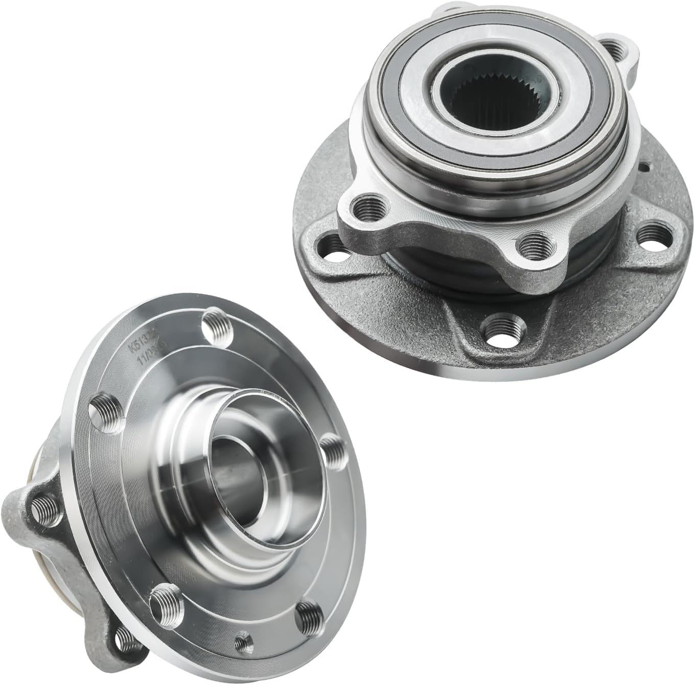 Detroit Axle - 6pc Front Brake Kit for Volkswagen Jetta Golf Eos Audi A3 Quattro, Disc Brake Rotors Ceramic Brakes Pads Wheel Bearing Hubs Replacement