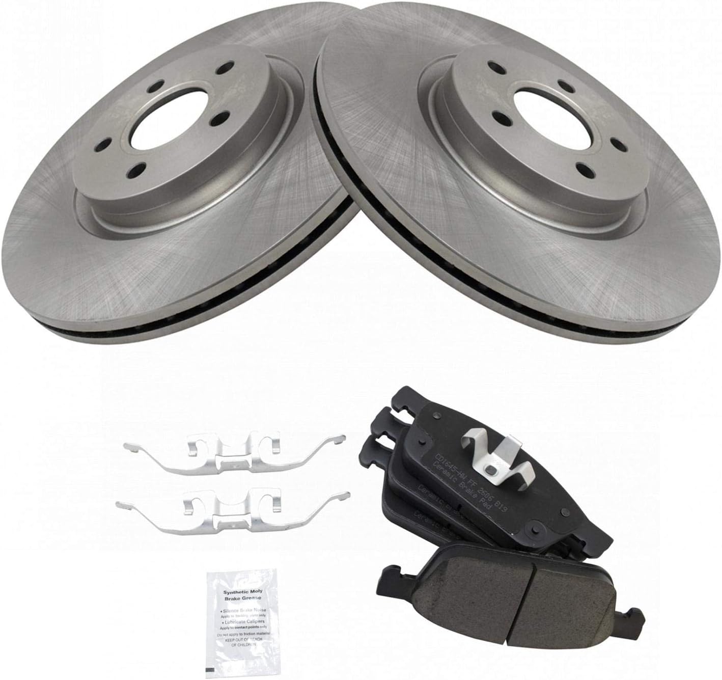 TRQ Front Ceramic Brake Pad and Rotor Set Compatible with 13-16 Ford Escape L4 2.0L AWD 13-16 Escape L4 2.0L FWD 15-17 Transit Connect 2014 Transit Connect 120.6 in. Wheel Base 2017